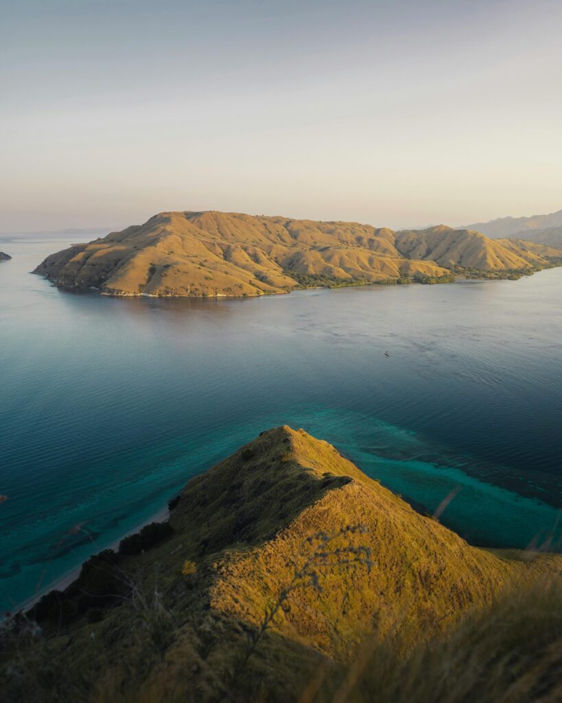 Dramatic aerial shot of Komodo Island